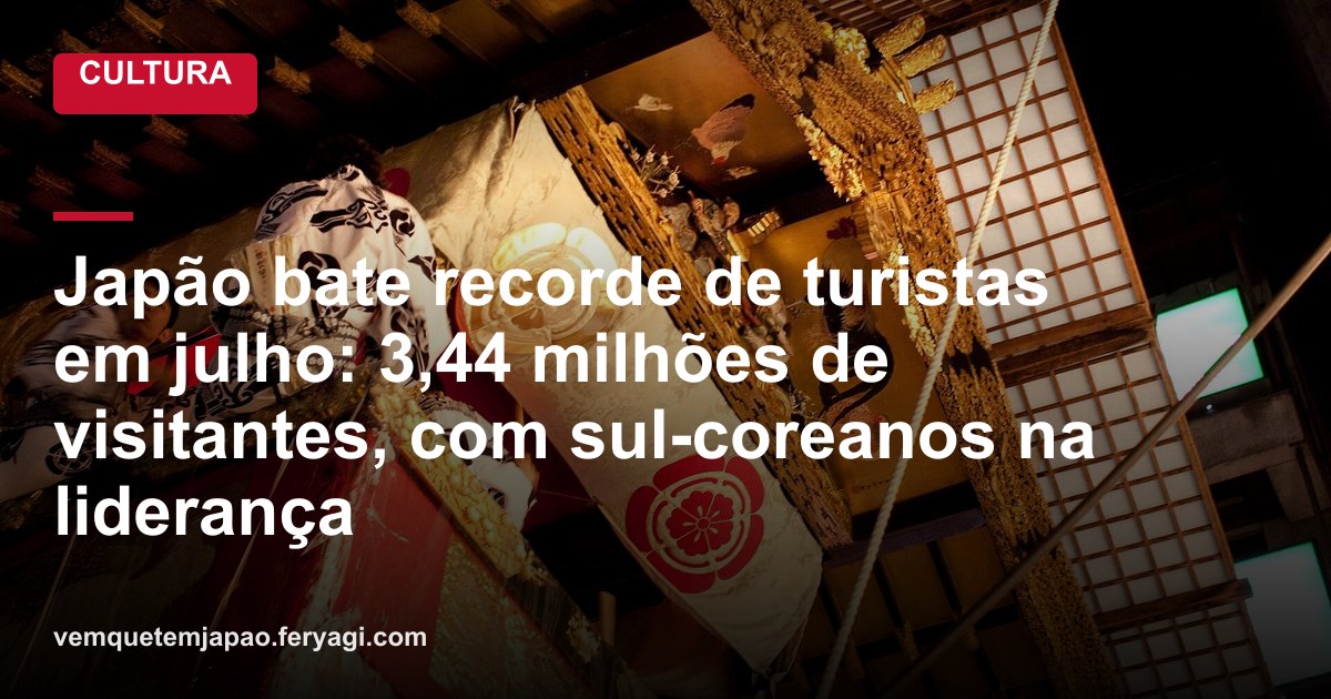 Japão bate recorde de turistas em julho: 3,44 milhões de visitantes, com sul-coreanos na liderança