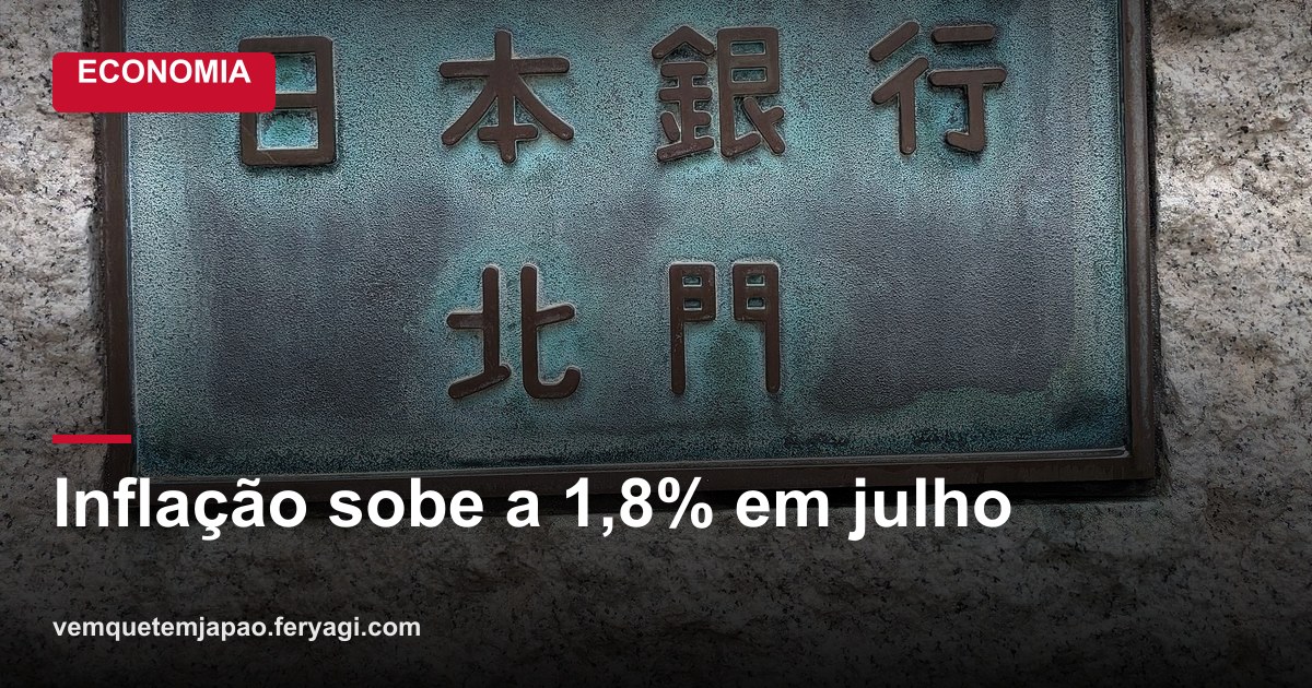 Inflação do Japão sobe a 1,8% em julho e mantém pressão sobre o custo de vida