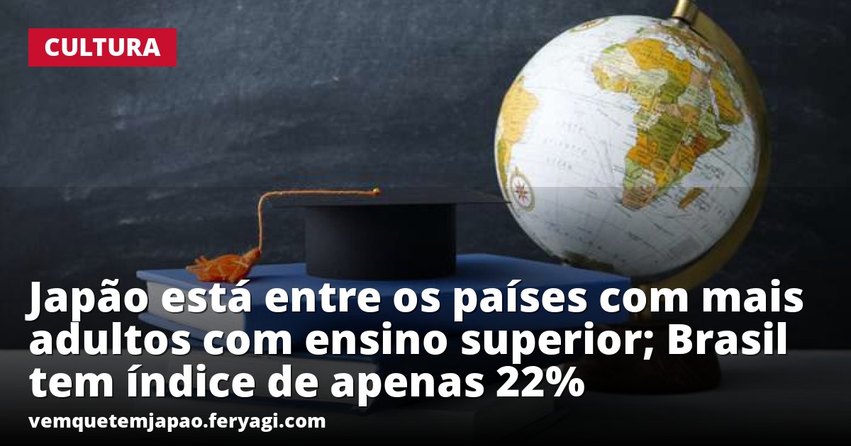 Japão está entre os países com mais adultos com ensino superior; Brasil tem índice de apenas 22%