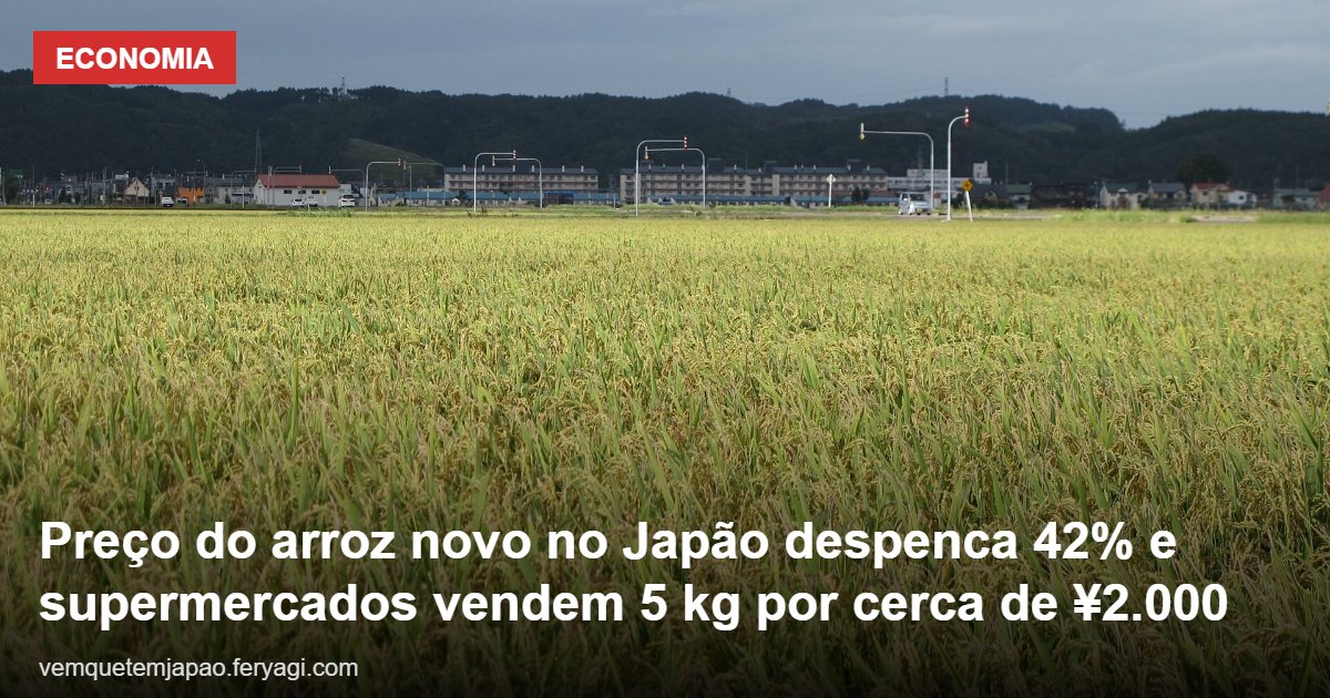 Preço do arroz novo no Japão despenca 42% e supermercados vendem 5 kg por cerca de ¥2.000